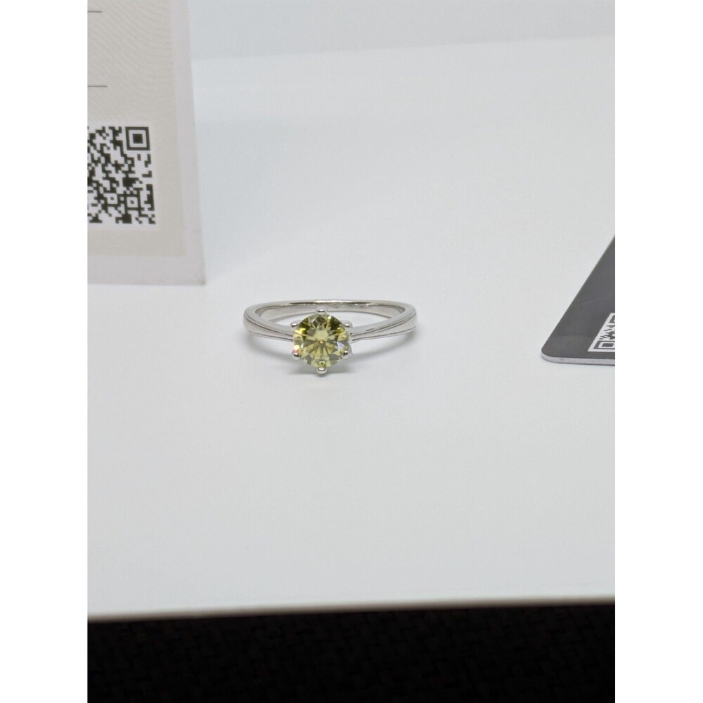 New Lemon Yellow 1ctw Moissanite Size 8 White Gold Tone Ring W/ GRA Certificate. - Picture 3 of 7